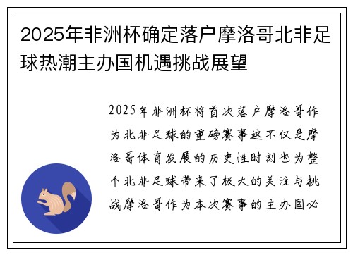 2025年非洲杯确定落户摩洛哥北非足球热潮主办国机遇挑战展望 2025年非洲杯确定落户摩洛哥北非足球热潮主办国机遇挑战展望